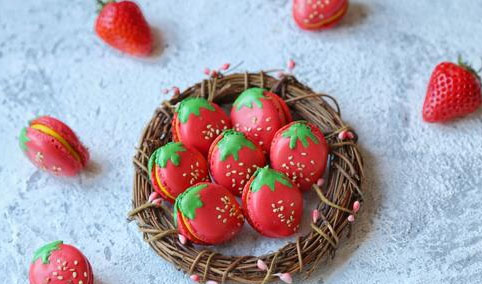 法式草莓馬卡龍